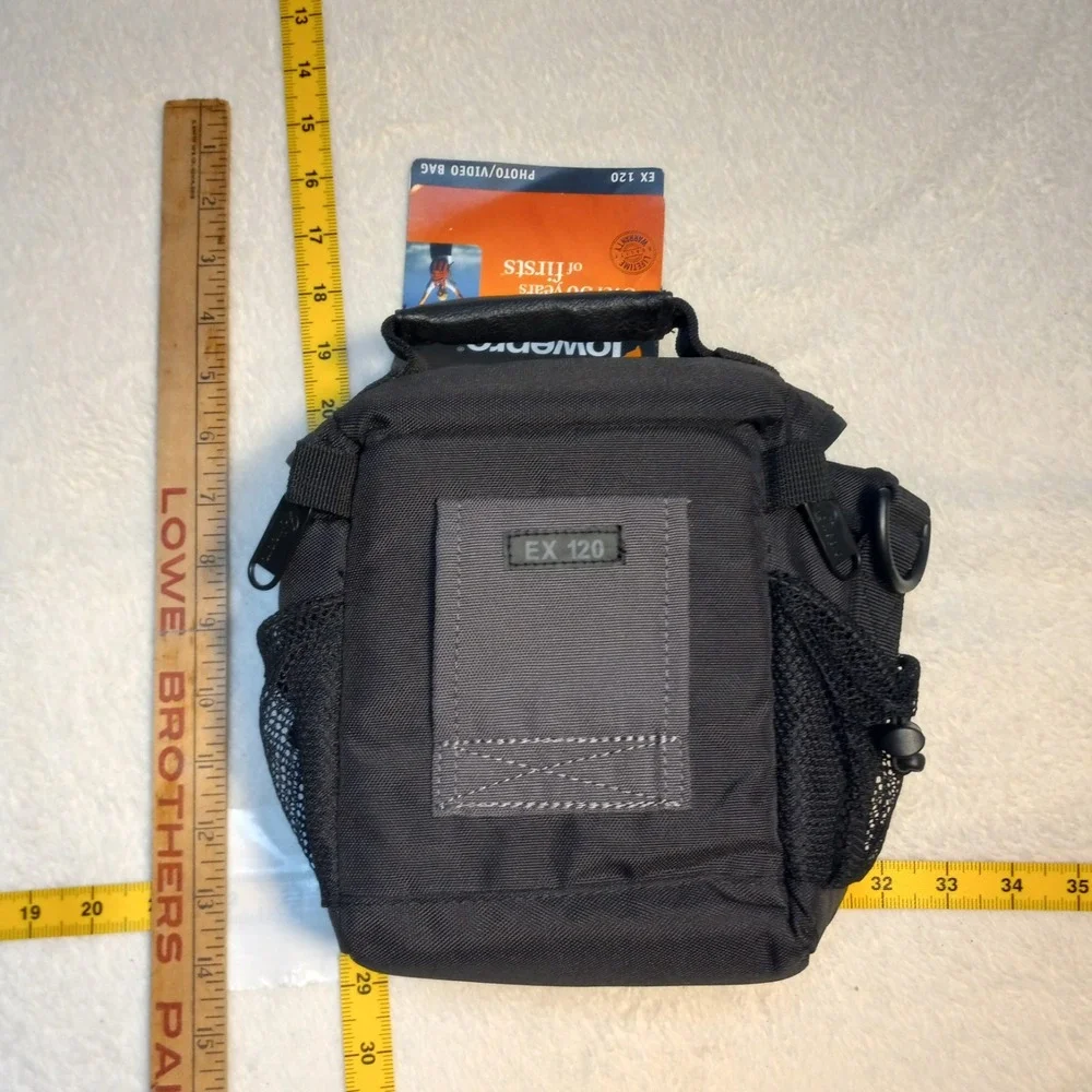 NWT Lowepro EX 120 Camera Lens Bag DSLR Side Pockets Black With Shoulder Strap